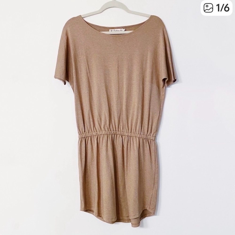Fighting Eel Short Sleeve Womens Beige T-Shirt Dress  Size: M - Picture 4 of 9